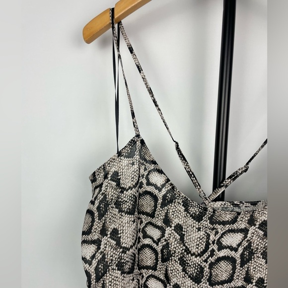 Good American Brown Black The Ruched Snake Print Lightweight Cami Blouse - Picture 4 of 9